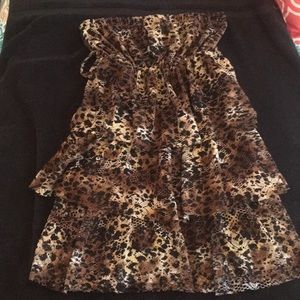 Animal print strapless dress